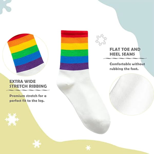 Par sokker med regnbue mønster | Bomuldsstrømper til kvinder og mænd, (Stil: Stil3;)