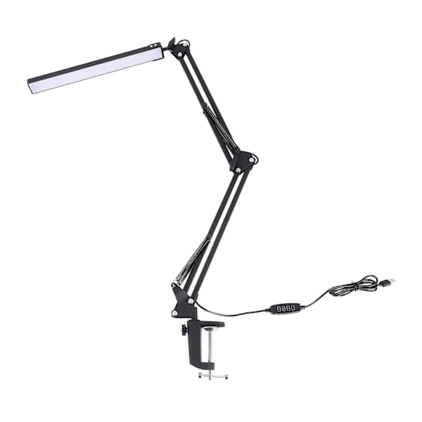 LED Desk Lamp with Clamp, Adjustable Swing Arm Compatible for Study/Office (Black)