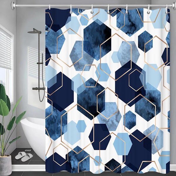 Geometric Art Duschdraperi, Vattentätt, Abstrakt Tyg Duschdraperi Set för Heminredning 120cm*180cm