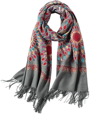 Broderte overdimensjonerte duskskjerf for kvinner