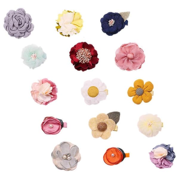 15 stk. Hårspænder til piger Blomsterspænder Forede Hårspænder Søde Blomsterhåraccessories