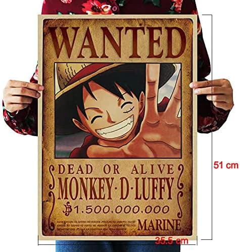 Animeaffisch, One Piece Efterlysta Affischer 51,5 cm × 35,5 cm Stor, Man