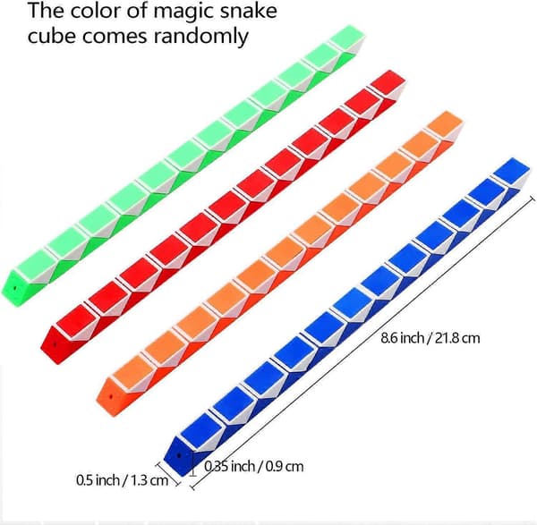 Terninglegetøj - Sæt med 4 12 dele, 24 blokke - Magic Speed Cube / Snake Cube Puzzle / Magic Snake Cube - 3D IQ-legetøj til børn og voksne