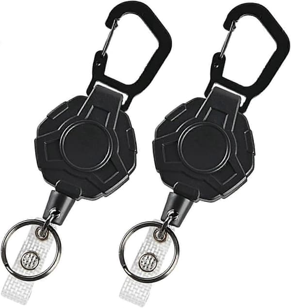 2-pack infällbara nyckelringar elastiska spännen set för camping