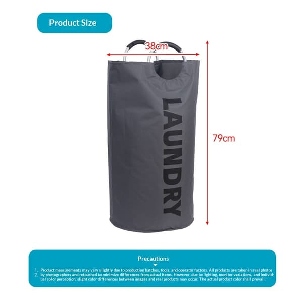 90L Large Laundry Basket, Laundry Bag, Freestanding Tall Clothes Hamper, Laundry Container (Dark Blue)