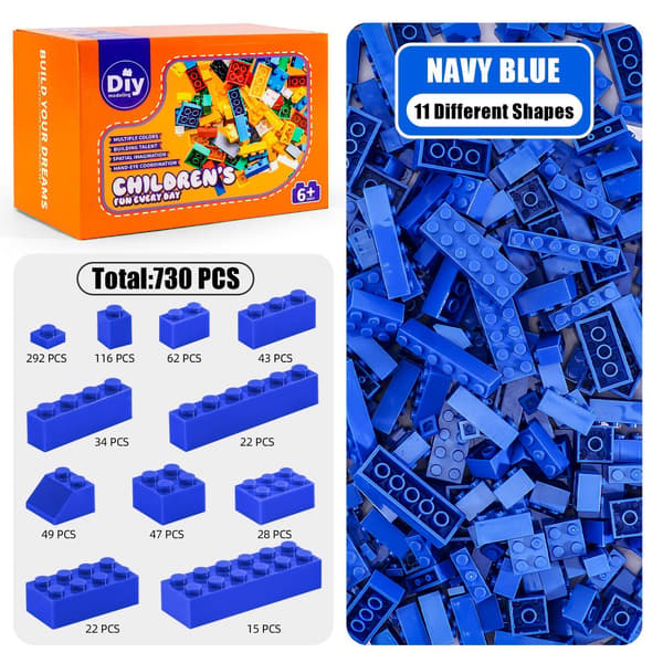 730 pcs Micro Brick DIY Kit – Creative Free Building Loose Pack*blue* blue blue