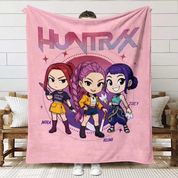 Huntrix K-Pop Trykt Teppe | Flanellteppe for Sofa og Seng (Anime Tema) 70+100cm 22