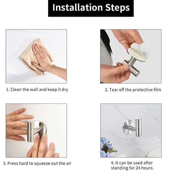 Hooks Heavy Duty Waterproof Wall Hooks Self Adhesive Clothes Hanger Towel Hooks for Bathroom Kitchen Hotel Wall Mounted Hooks-2 Pack