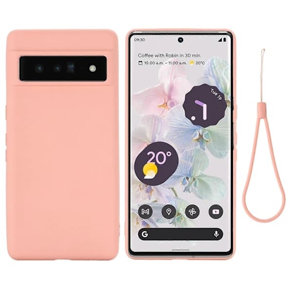til Pixel 7 Pro Pure Color Flytende Silikon Støtsikkert Mobilskall Rosa
