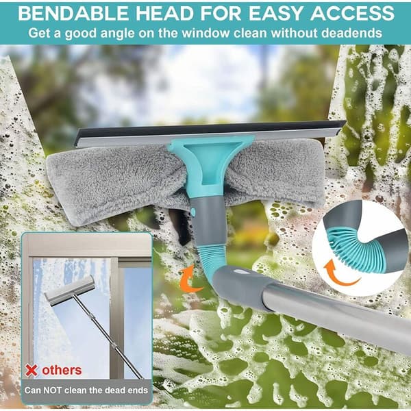 Professional Window Squeegee, Window Cleaning Set with 2 Microfiber Cloths and Foldable Seal, Window Squeegee with Detachable Stainless Steel Handle