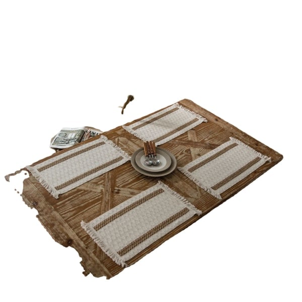 Handvirkad spets rektangulär duk 30*50cm beige