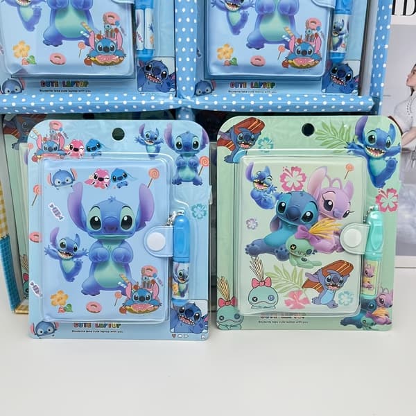 Disney Stitch Notesæt - Premium Dagbog med Kuglepen Tilfældig Farve Random Color