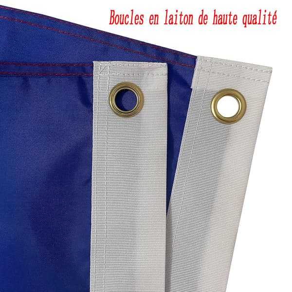 1 stk fransk flagg 90cmx150cm, med 2 messingmaljer, Premium