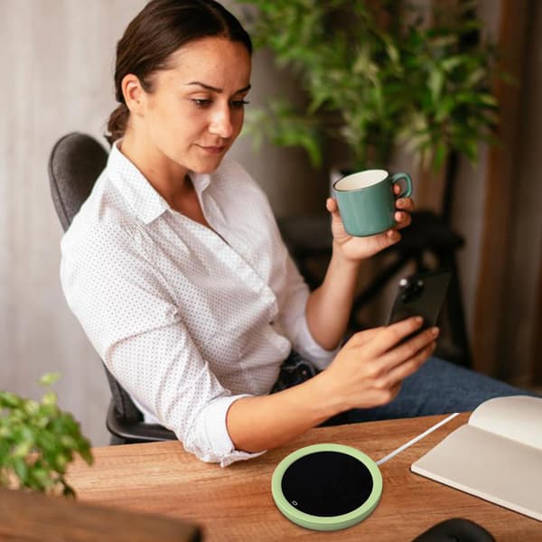 Cup Warmer, USB Coffee Mug Warmer with 3 Temperature Settings, Tempered Glass Electric Beverage Warmer, Energy-Saving Smart