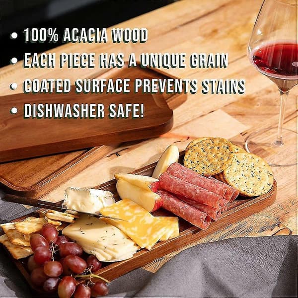 Solid Wood Plate Rectangular Wooden Plate With Raised Edges For Finger Food Appetizer