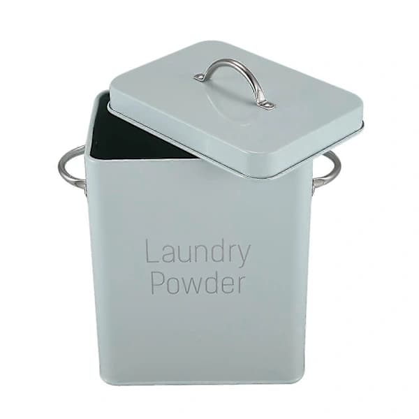 Laundry Detergent Powder Storage Box with Scoop, 5L Rectangular Iron Container for Home Laundry Room, Green 16 x 11.7 x 20 cm