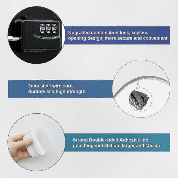 2-pack combination lock for refrigerator, self-adhesive childproof combination lock for cabinets and freezers