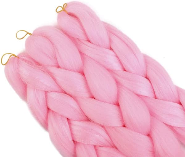 [LD] 3-pack (rosa) flätade hårförlängningar 60 cm hårförlängning flätat hår syntetiska flätor slingor
