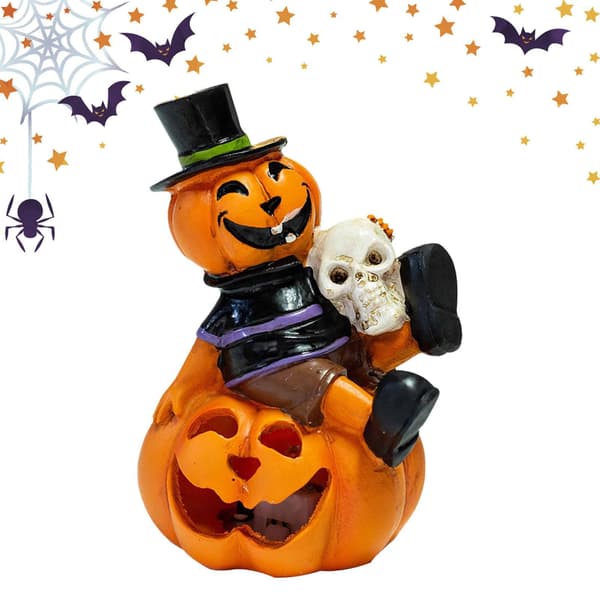 Lyktformet græskar - Dødningehoved LED Græskar Statue Lygte Halloween Græskar Lygte LED Natlys, Græskar Tealight 2 2