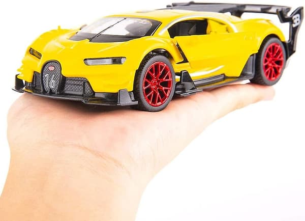 Bugatti Vision Gt Superbil 1/32 Zinklegering Trykstøbt Træk Tilbage Bilmodel Legetøj Lyd Og Lys Til Dreng Pige Gavegul