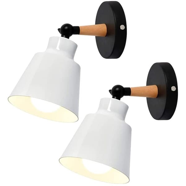 Vintage Industrial Wall Lamp with E27 Socket, Adjustable Metal Ceiling Lamp for Bedroom, Kitchen, Restaurant - White, Without Switch