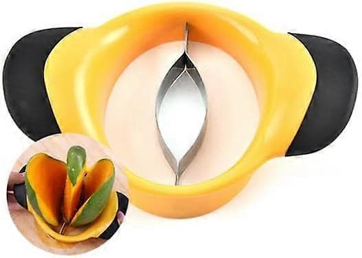 Mango Splitter, Mango Slicer, Stainless Steel Mango Slicer, with Soft Handles, Portable, Yellow