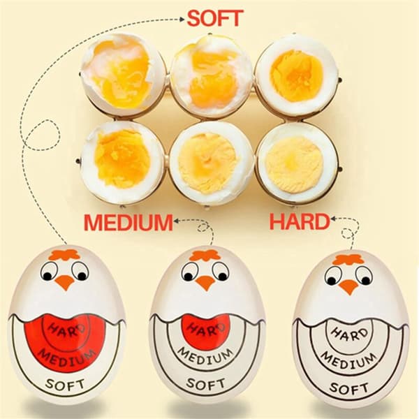 Boiled Egg Timer, Pro Hard and Soft Egg Timer that Changes Color When Boiled and Safe (Red-3 Pack)
