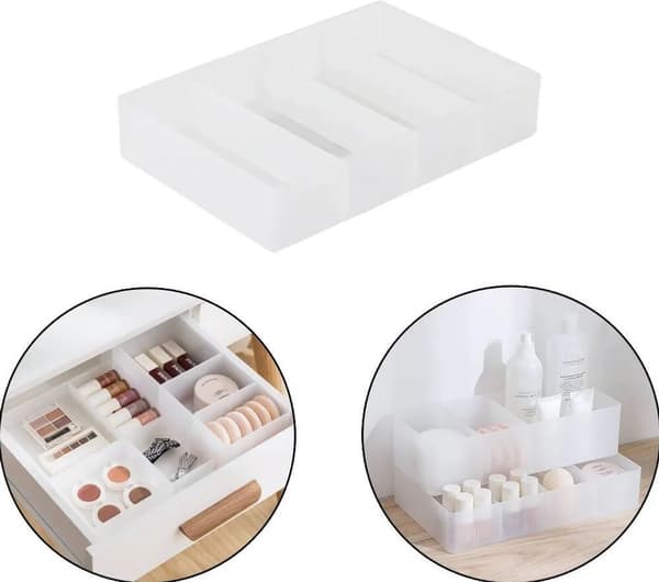 Desktop Organizer for Cosmetics, Drawer Organizer, Storage Box without Lid, Refrigerator Storage Tray, 20x 13.5x 4cm
