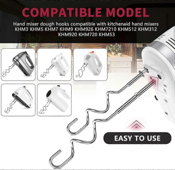 (AZC) KitchenAid KHM512 Håndmixer-tilbehør i rustfrit stål - 2-delt sæt