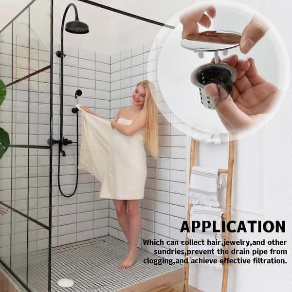 Hårfanger til afløb, afløbsskærm til badekar, si til håndvask i badeværelse, filter til badekarafløb, hårfælde i rustfrit stål -Qin