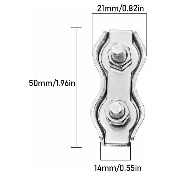 6 stk M5 dupleks rustfrit stål klemmer rebforbindelse rustfrit stål wireklemme til 4 mm wire rustfrit stål kabelklemme