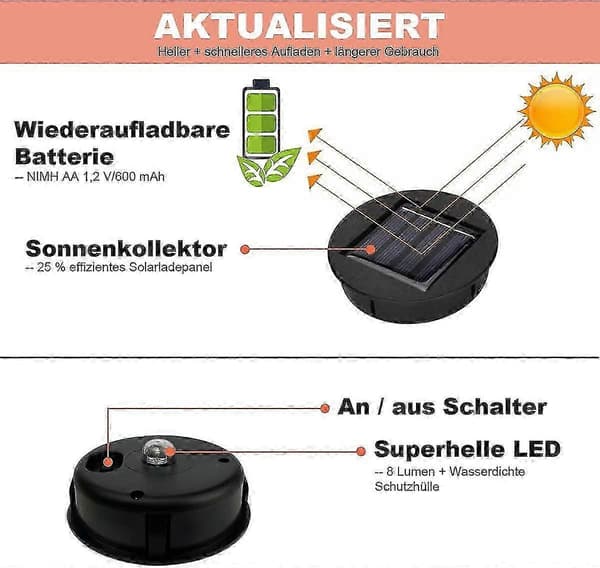 8 cm diameter reservedele til solcellelamper