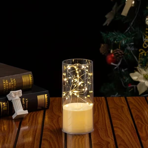 Transparent Glass Star LED Light Lamp with Simulated Wax Base, Suitable for Bedroom, Dining Table, Wedding Party Soft Lighting Background