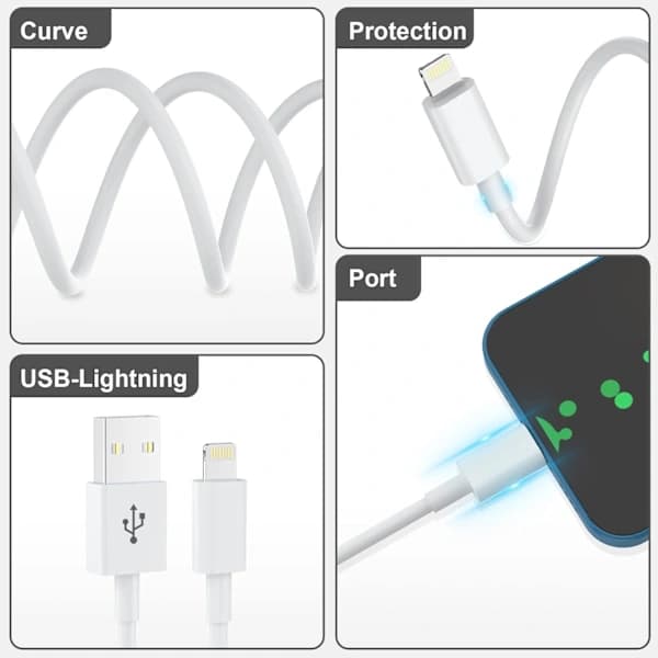 4-pack MFi-certified Lightning Cables 0.9m - Fast Charging Compatibility for iPhone,A