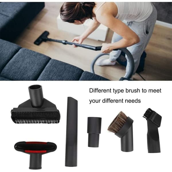6 st/1 set Universella dammsugartillbehör Hästborste Adapter Borstbyte, Svart