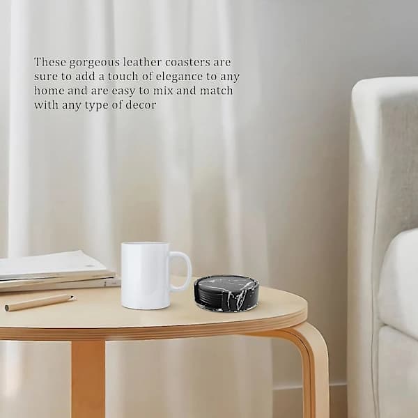 Coasters For Drinks 6-piece With H, Marble Round Mat Set For Home And Kitchen Use