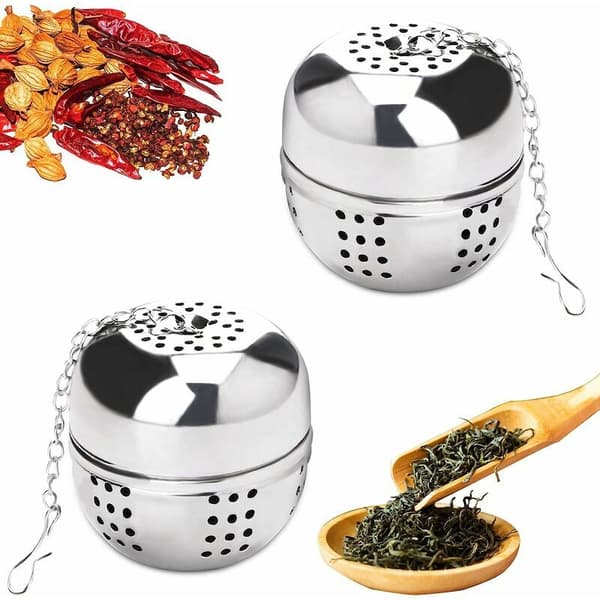 2-delt teinfuser i rustfritt stål, teinfuser for te, krydder og de fleste kopper og tekanner