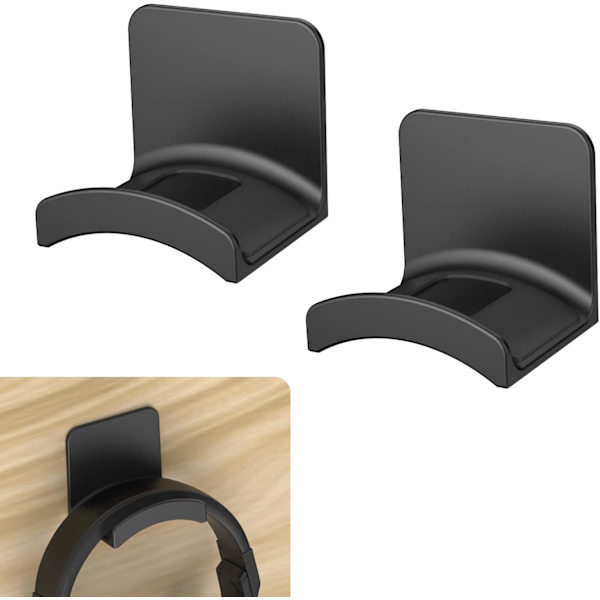 Hörlursfäste Hängare Hållare - 2-pack Stark Självhäftande Headsetkrok Stativ för Gaminghörlurar, Headsetfäste för Hem/Kontor/Spelrum