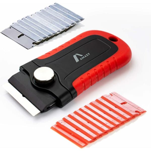 Ceramic Hob Scraper with 20 Blades - Multifunctional Tool for Induction Hobs, Windows, Mirrors, and Tables - Compact and Ergonomic Handle