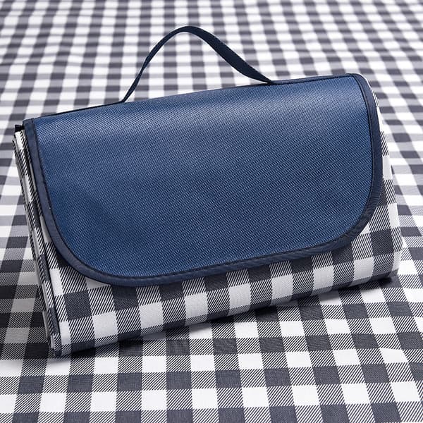Large Picnic Blanket, 200 x 200 cm Beach Blanket, Waterproof Bottom, Machine Washable and Foldable (Blue Checkered)