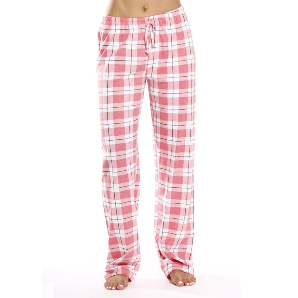 Rutig sovbyxa för kvinnor Casual Tygbyxor Hemkläder Elastisk midja Pyjamasunderdel, Färg: Rosa, Storlek: XXL
