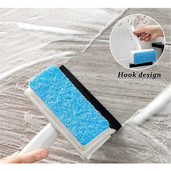 2-in-1 Cleaning Brush, Window Squeegee with Sponge, Cleaning Tool for Mirrors, Windows, Tiles, Bias
