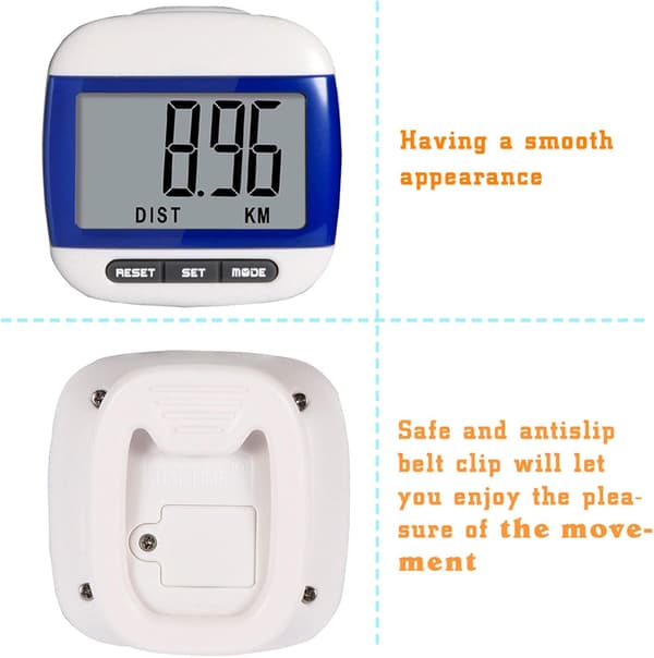 Multifunktionel lommepedometer med bælteclips