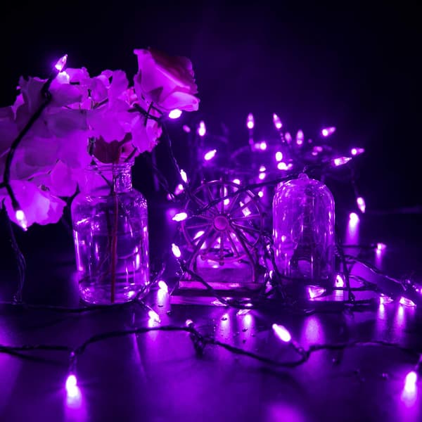 Utendørs Halloween-lyslenke, 200 lilla LED-lys med 8 moduser