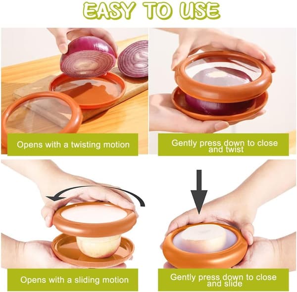 Fruit and Vegetable Storage Containers Reusable Refrigerator Storage for Avocado and Onion Fresh Produce Holders 2 Pcs