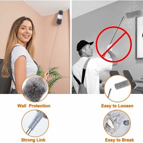 6 Pieces Telescopic Duster, Cobweb Brush, Washable Microfiber Duster for Various Cleaning, Telescopic Feather, A