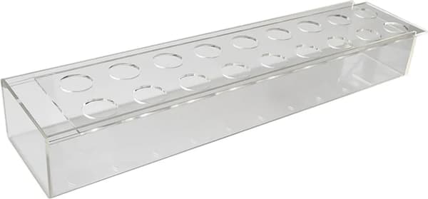 18-hulls rektangulær akrylvase, 45x10x6cm, skrivebordsdekorasjon