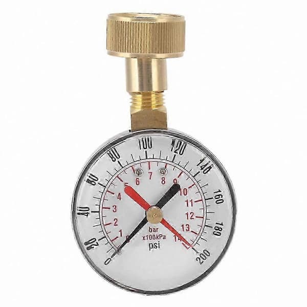 Vanntrykkmåler 0-200PSI Universal Testmåler 3/4 Innvendig Slangegjenge Erstatning