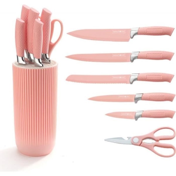 Knivset med 5 knivar, sax och ställ Rose Royalty Line RLNC07P