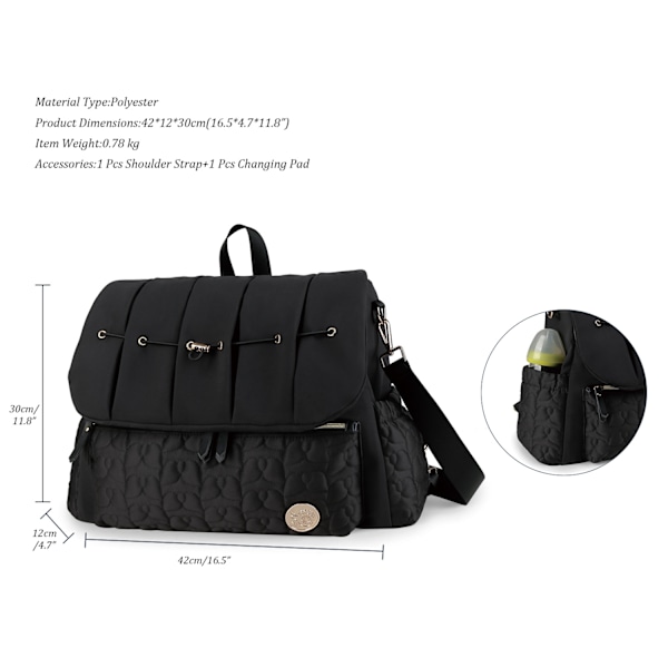 Black Diaper Bag Backpack